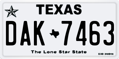 TX license plate DAK7463