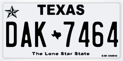TX license plate DAK7464