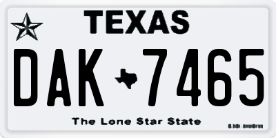 TX license plate DAK7465