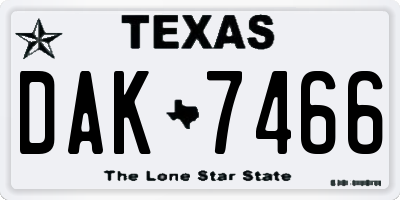 TX license plate DAK7466