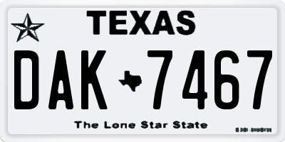 TX license plate DAK7467