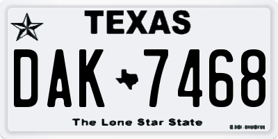 TX license plate DAK7468