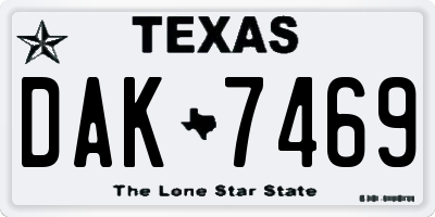 TX license plate DAK7469