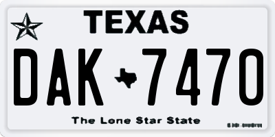 TX license plate DAK7470