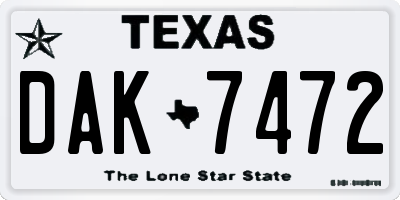 TX license plate DAK7472