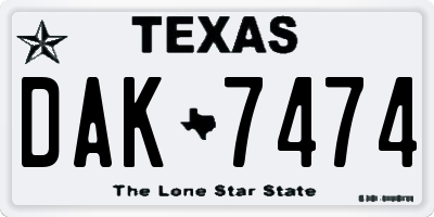 TX license plate DAK7474