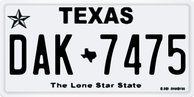 TX license plate DAK7475