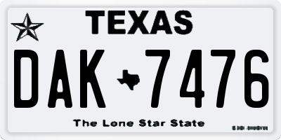 TX license plate DAK7476
