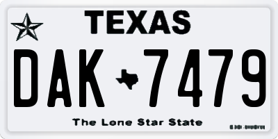 TX license plate DAK7479