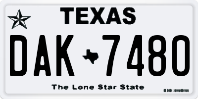 TX license plate DAK7480