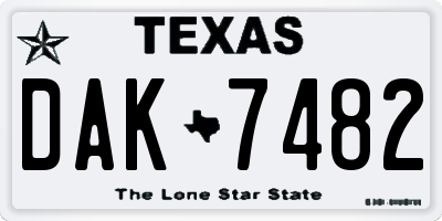TX license plate DAK7482