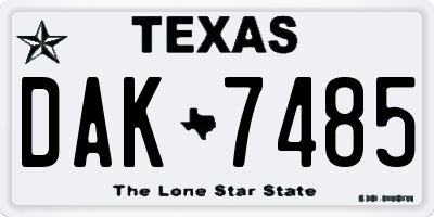TX license plate DAK7485