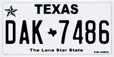 TX license plate DAK7486