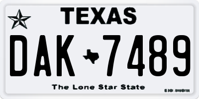 TX license plate DAK7489