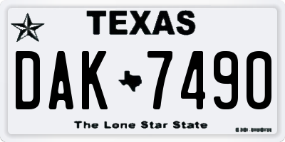 TX license plate DAK7490