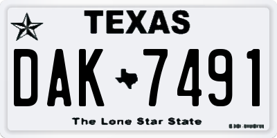 TX license plate DAK7491
