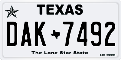 TX license plate DAK7492