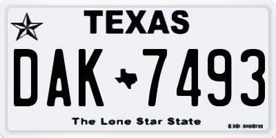 TX license plate DAK7493