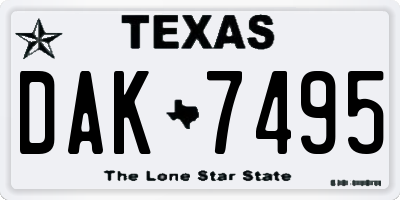 TX license plate DAK7495
