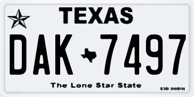 TX license plate DAK7497