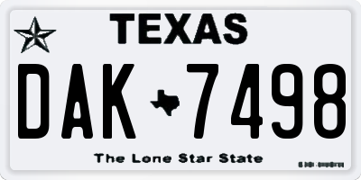TX license plate DAK7498