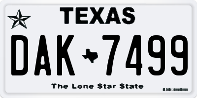TX license plate DAK7499