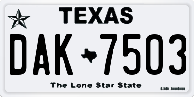 TX license plate DAK7503
