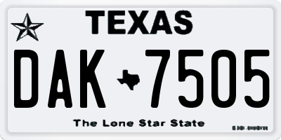 TX license plate DAK7505