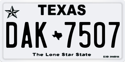TX license plate DAK7507