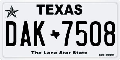 TX license plate DAK7508