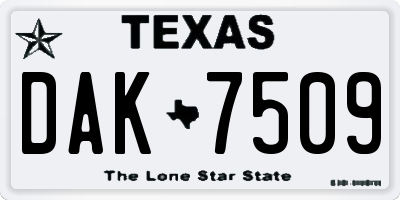 TX license plate DAK7509