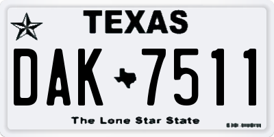 TX license plate DAK7511