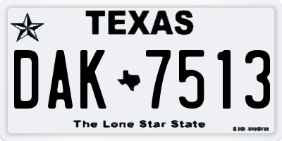 TX license plate DAK7513