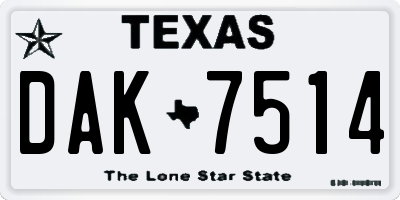 TX license plate DAK7514