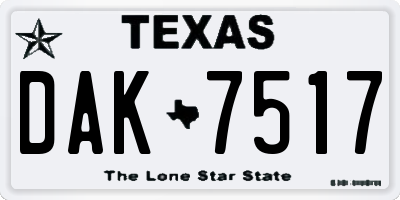 TX license plate DAK7517