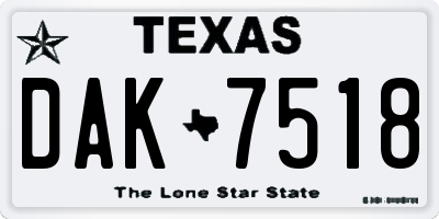 TX license plate DAK7518