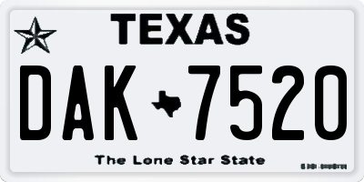TX license plate DAK7520