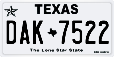 TX license plate DAK7522