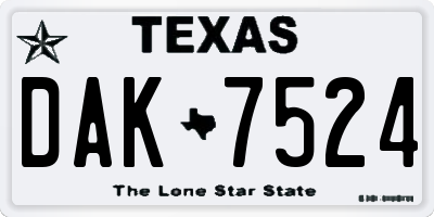 TX license plate DAK7524