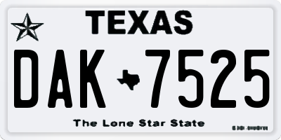 TX license plate DAK7525