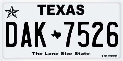 TX license plate DAK7526