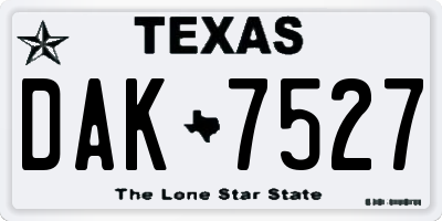 TX license plate DAK7527