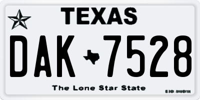TX license plate DAK7528