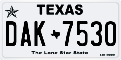 TX license plate DAK7530