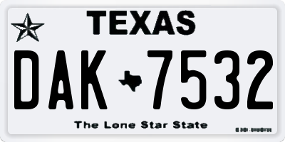 TX license plate DAK7532