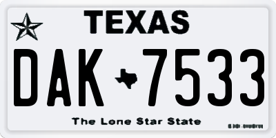 TX license plate DAK7533