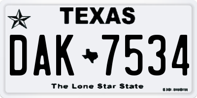 TX license plate DAK7534