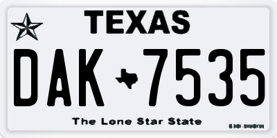 TX license plate DAK7535