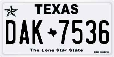 TX license plate DAK7536