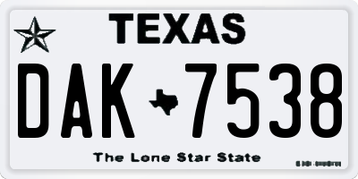 TX license plate DAK7538